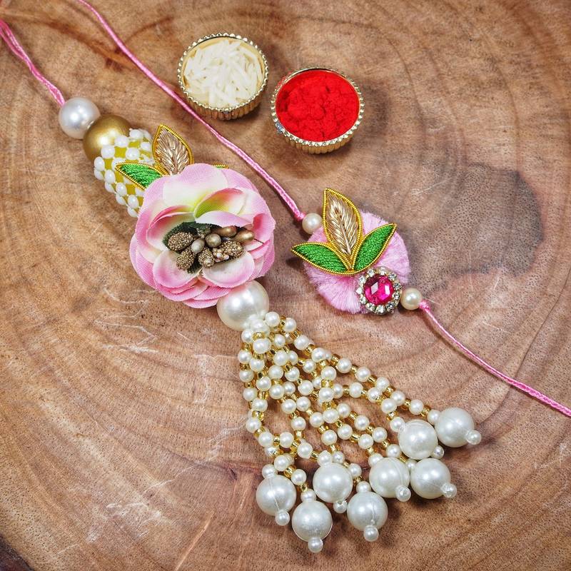 Designer Bhaiya Bhabhi Hanging Lumba Rakhi Combo Set for Rakshabhandan Special