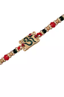 Gold Plated Ethnic OM Design Beads Stone Rakhi Bracelet