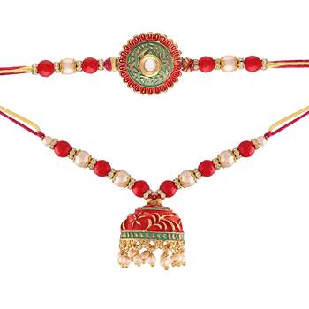 Designer Bhaiya Bhabhi Hanging Lumba Rakhi Combo Set for Rakshabhandan Special 2
