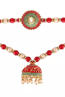 Designer Bhaiya Bhabhi Hanging Lumba Rakhi Combo Set for Rakshabhandan Special