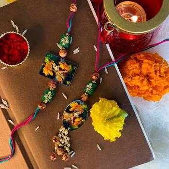Designer Bhaiya Bhabhi Hanging Lumba Rakhi Combo Set for Rakshabhandan Special 1