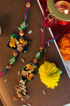 Designer Bhaiya Bhabhi Hanging Lumba Rakhi Combo Set for Rakshabhandan Special