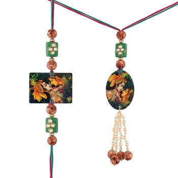 Designer Bhaiya Bhabhi Hanging Lumba Rakhi Combo Set for Rakshabhandan Special 2