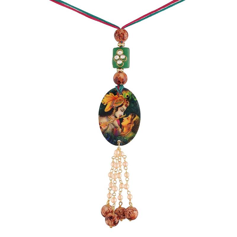 Traditional Hanging Printed Lumba Rakhi for Bhabhi 