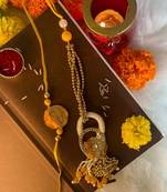 Designer Bhaiya Bhabhi Hanging Lumba Rakhi Combo Set for Rakshabhandan Special