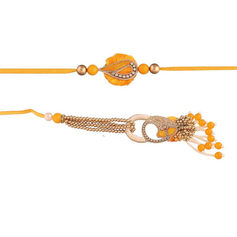 Designer Bhaiya Bhabhi Hanging Lumba Rakhi Combo Set for Rakshabhandan Special