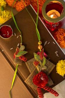 Designer Bhaiya Bhabhi Hanging Lumba Rakhi Combo Set for Rakshabhandan Special