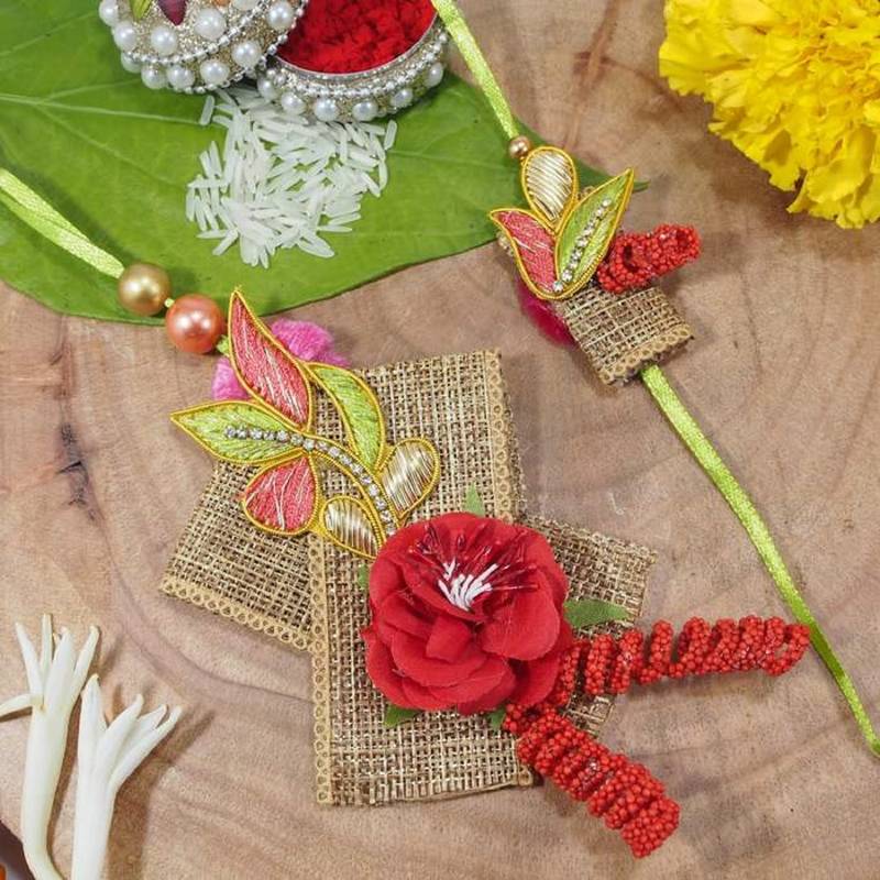 Designer Bhaiya Bhabhi Hanging Lumba Rakhi Combo Set for Rakshabhandan Special