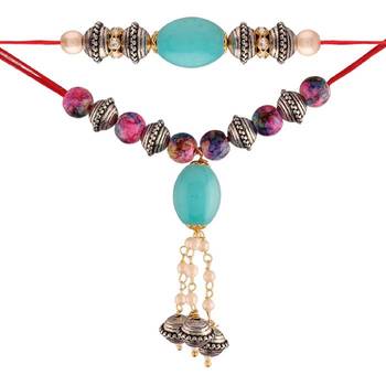 Designer Bhaiya Bhabhi Hanging Lumba Rakhi Combo Set for Rakshabhandan Special 2