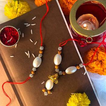 Designer Bhaiya Bhabhi Hanging Lumba Rakhi Combo Set for Rakshabhandan Special 1