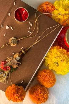 Designer Bhaiya Bhabhi Hanging Lumba Rakhi Combo Set for Rakshabhandan Special
