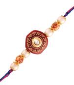 Designer Kundan Studded Pearl Rakhi Bracelet