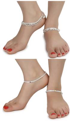 Alloy Silver Plated Indian Traditional Ethnic Fancy Anklets 1