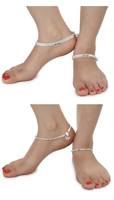 Alloy Silver Plated Indian Traditional Ethnic Fancy Anklets 1
