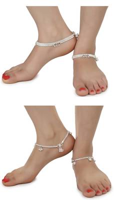 Alloy Silver Plated Indian Traditional Ethnic Fancy Anklets 1