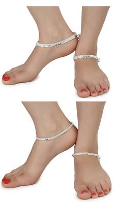Alloy Silver Plated Indian Traditional Ethnic Fancy Anklets 1