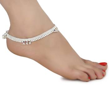 Alloy Silver Plated Indian Traditional Ethnic Fancy Anklets 3