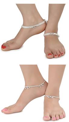 Alloy Silver Plated Indian Traditional Ethnic Fancy Anklets 1