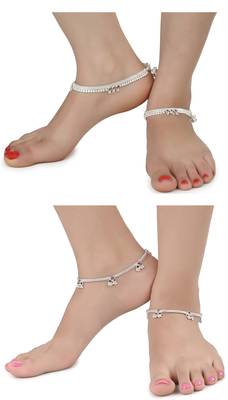 Alloy Silver Plated Indian Traditional Ethnic Fancy Anklets 1