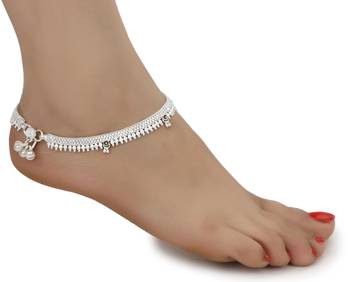 Alloy Silver Plated Indian Traditional Ethnic Fancy Anklets 3