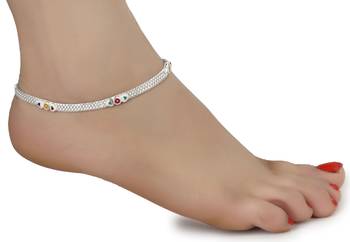 Alloy Silver Plated Indian Traditional Ethnic Fancy Anklets 5