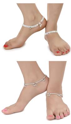 Alloy Silver Plated Indian Traditional Ethnic Fancy Anklets 1