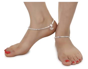 Alloy Silver Plated Indian Traditional Ethnic Fancy Anklets 4