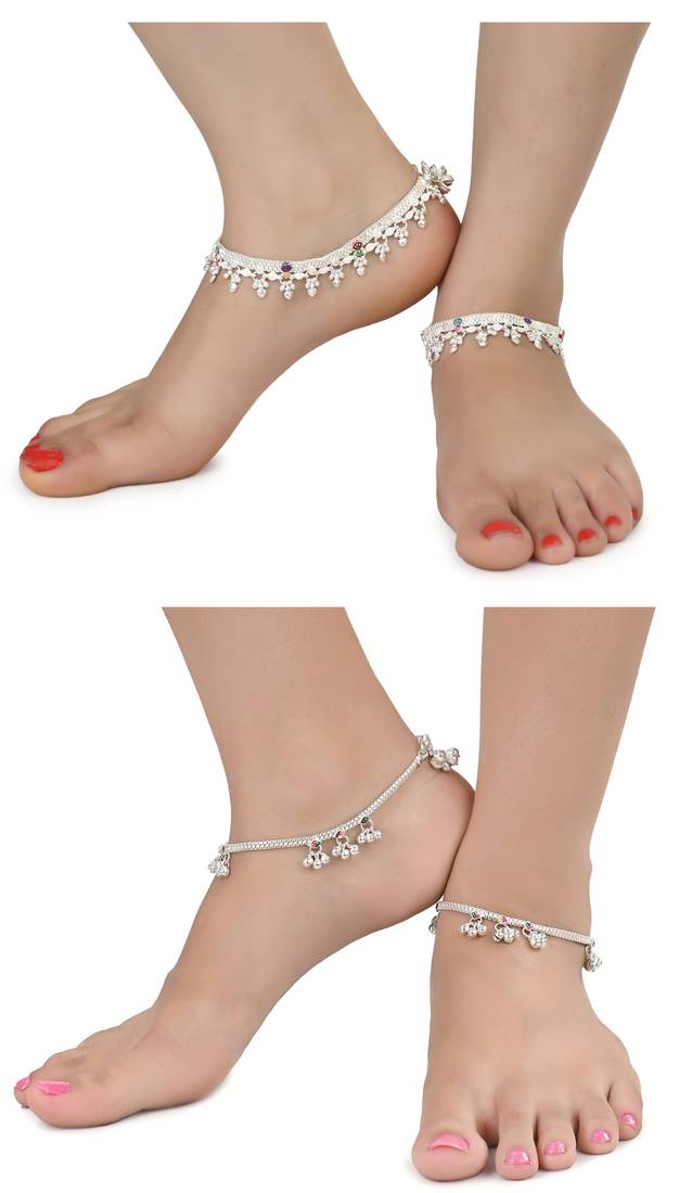 Alloy Silver Plated Indian Traditional Ethnic Fancy Anklets