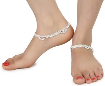 Alloy Silver Plated Indian Traditional Ethnic Fancy Anklets 2