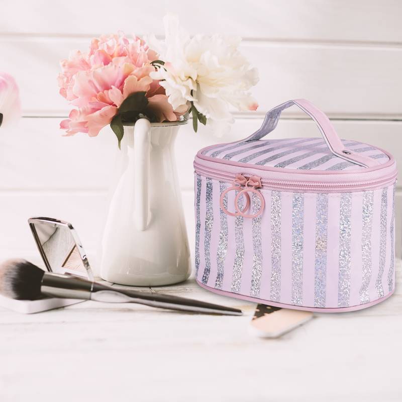 NFI essentials Women's and Girl's Flashy Stylish Pouches for Makeup accessories; Cosmetic; Toiletry Bag;  (Light Pink)