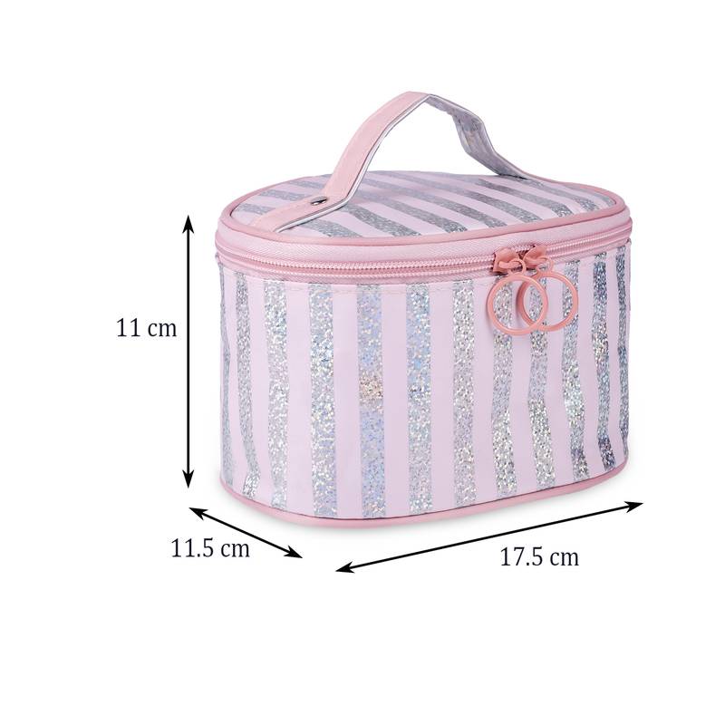 NFI essentials Women's and Girl's Flashy Stylish Pouches for Makeup accessories; Cosmetic; Toiletry Bag;  (Light Pink)