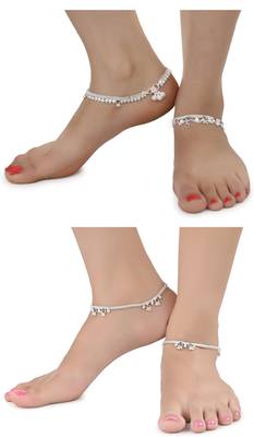 Alloy Silver Plated Indian Traditional Ethnic Fancy Anklets 1