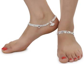 Alloy Silver Plated Indian Traditional Ethnic Fancy Anklets 2