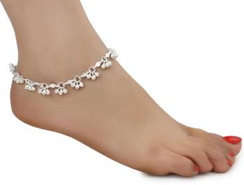 Alloy Silver Plated Indian Traditional Ethnic Fancy Anklets 3