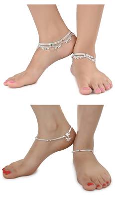 Alloy Silver Plated Indian Traditional Ethnic Fancy Anklets 1