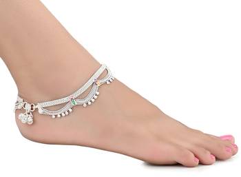 Alloy Silver Plated Indian Traditional Ethnic Fancy Anklets 3