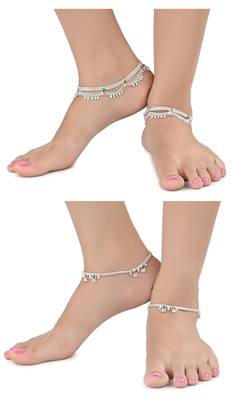 Alloy Silver Plated Indian Traditional Ethnic Fancy Anklets 1