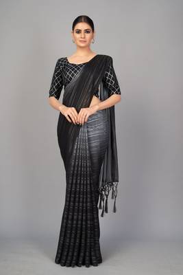 Black woven silk saree with blouse 1