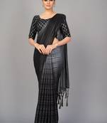 Black woven silk saree with blouse