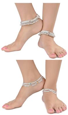 Alloy Silver Plated Indian Traditional Ethnic Fancy Anklets 1