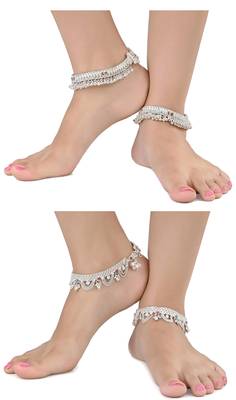 Alloy Silver Plated Indian Traditional Ethnic Fancy Anklets 1
