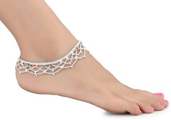 Alloy Silver Plated Indian Traditional Ethnic Fancy Anklets 3