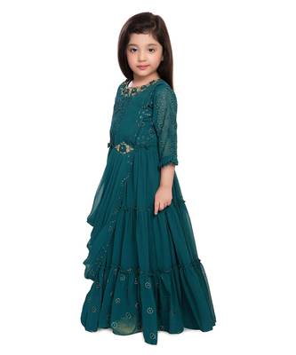 green silk blend  Gown 1
