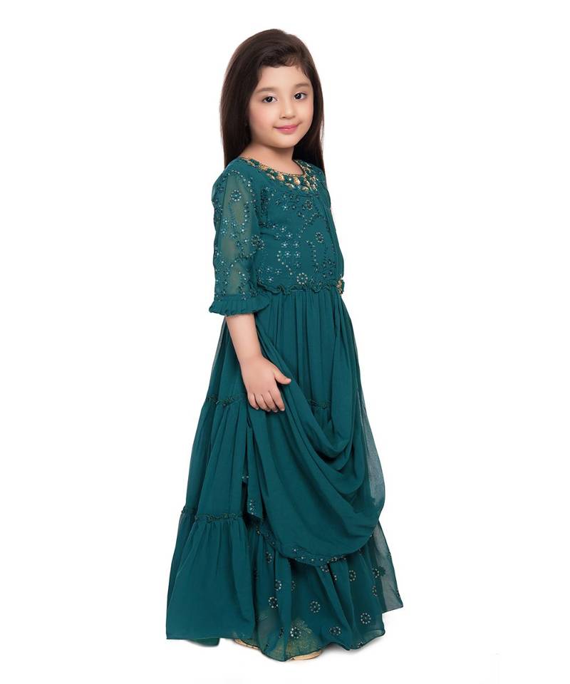 green silk blend  Gown