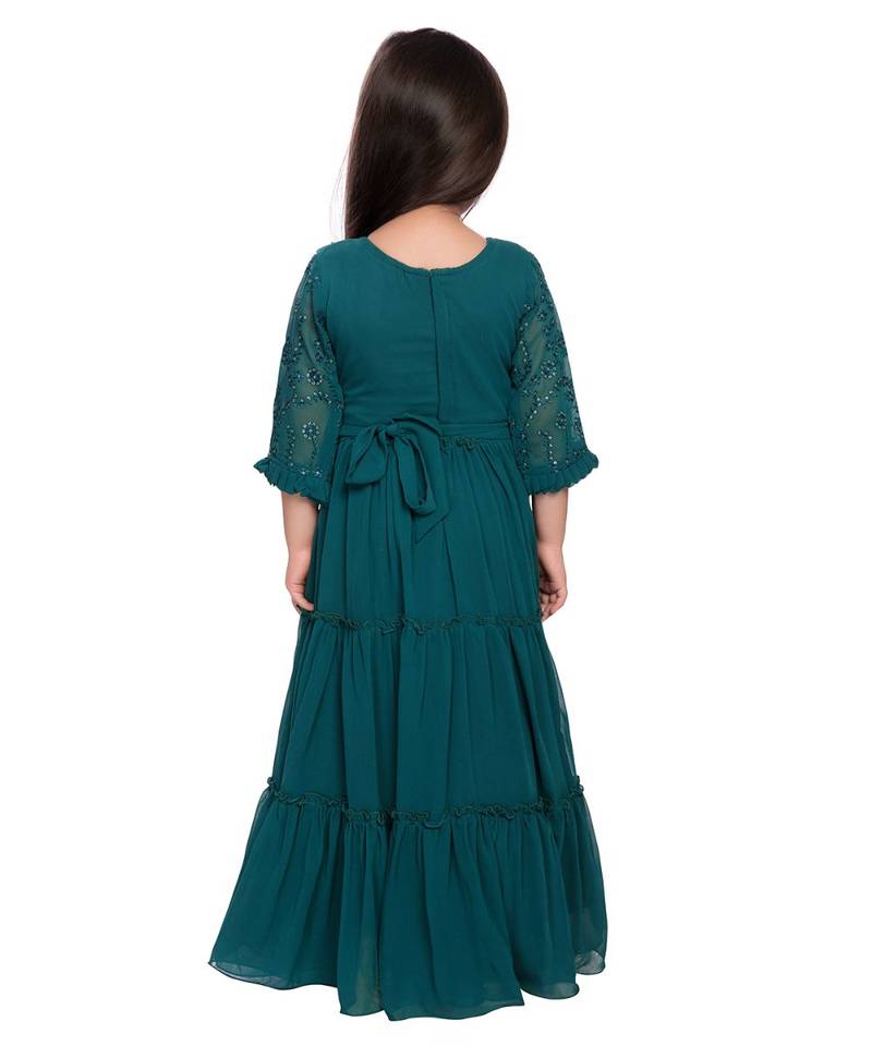 green silk blend  Gown