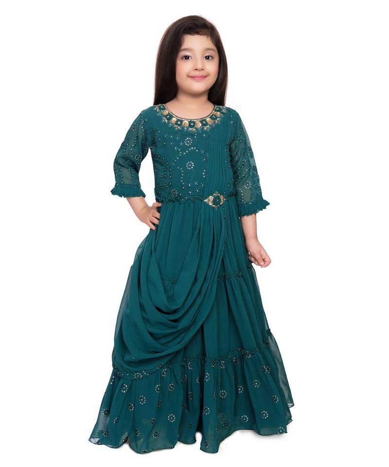 green silk blend  Gown