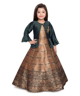 green polyester  Gown and  Jacket 1