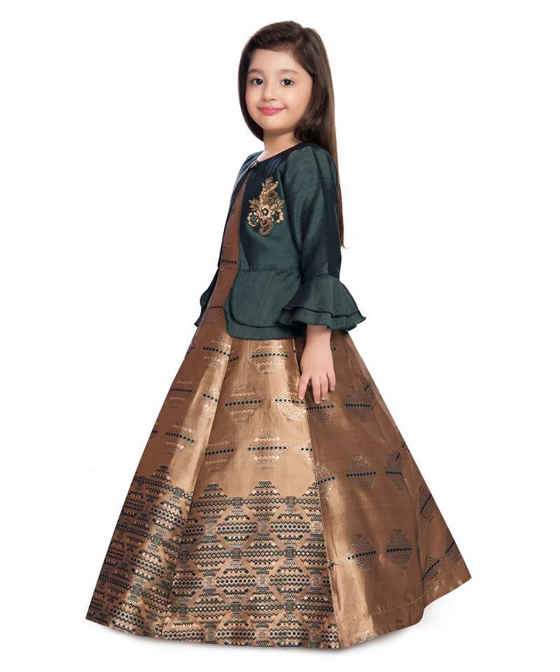 green polyester  Gown and  Jacket