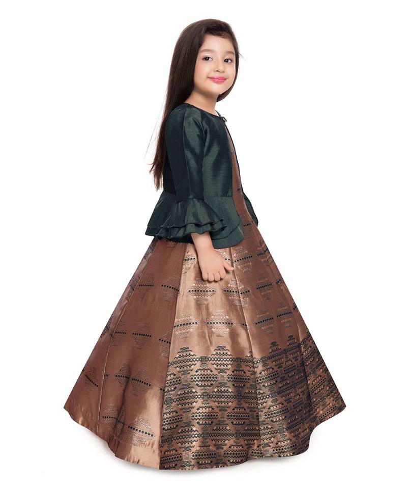 green polyester  Gown and  Jacket