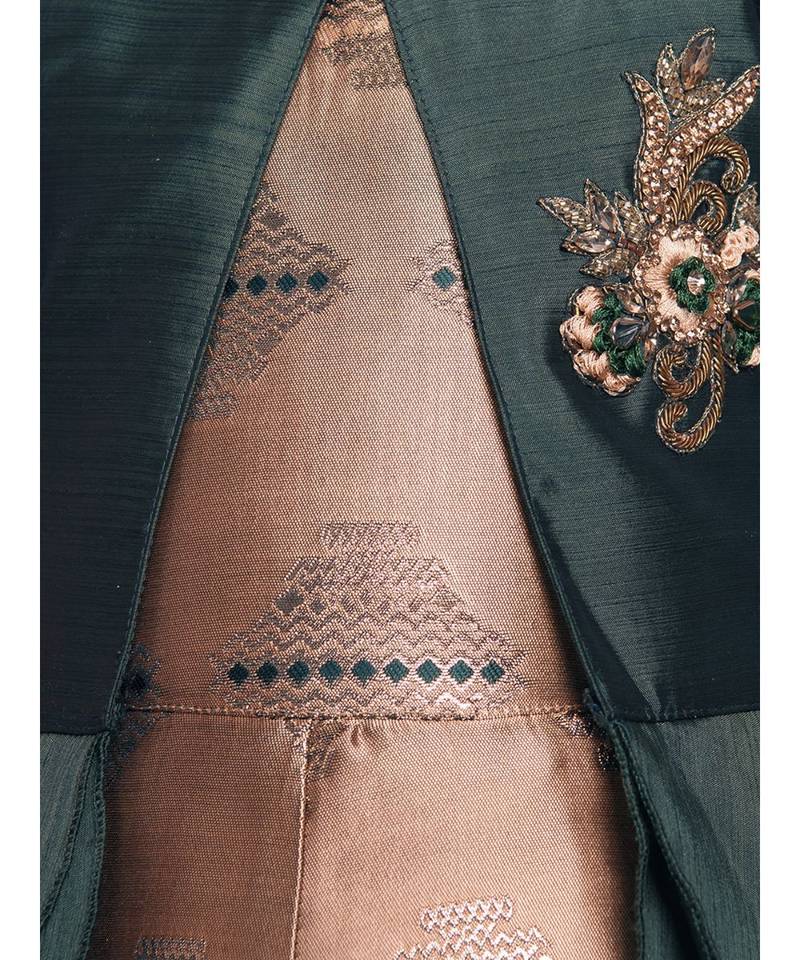 green polyester  Gown and  Jacket